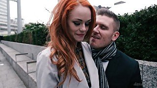 Ginger seductress Ella Hughes moans under hot tempered boyfriend