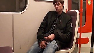 Sleazy Teen Jacking Off In The Subway