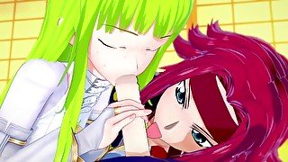 C.C and Kallen have fun with Lelouch  Code Geass Parody