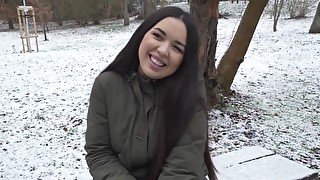 Public agent pays a busty Spanish girl for POV sex