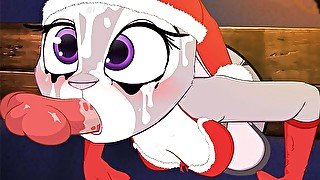 Judy Hopps in the wall Sucks Hard Furry Cock Christmas Look