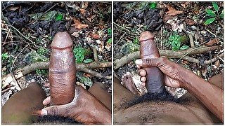 Solo Male Amateur with Thick Black Hard Cock Masturbates