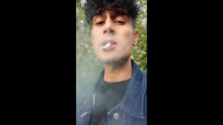 Smoking cigarette , moaning , cumshot public