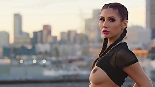 Girl poses on roof and underground like falling from grace