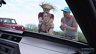 Country girl Alexis Crystal gets well fucked by two men