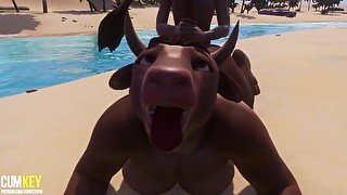 Furry cow girl fucks with a man  Furry monster 3D Porn Wild Life