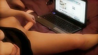 Filming my girlfriend masturbating on webcam with a dildo