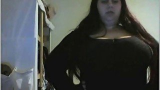 Big Boobed BBW Teases on webcam and shows ass