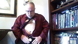 Mature Suit Strip (with Red Wine!)