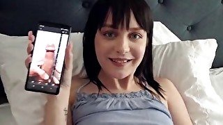 Nala Nova finds a dick pic on her steprbros phone and knows she wont stop until she has that cock inside her bald pussy