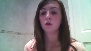 Naive dark haired amateur flirts with a stranger through webcam