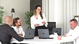 Sexy Petite Spaniard Francys Belle Seals Business Deal with Office Room DP GP2271 - PornWorld