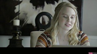 Lustful blonde uses her BF's cock and money