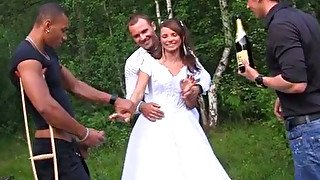 The groom the bride fucked hard in the woods