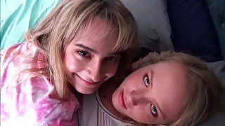 Two young blonde has not denied the other in shooting homemade Threeso...