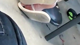 Candid ashy mature soles in flip flops