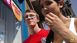 Watch this hot chick ride a hard cock for cash in public like a pro