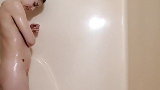 Horny Wife Can't Stop Cumming and Gets a Huge Facial in Shower