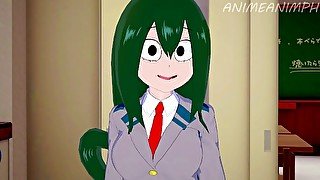 Deku and Tsuyu Asui Fuck Between Study Hours While Nobody is Watching - My Hero Academia Hentai 3d