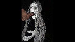 Spooky night public - Massive cumshot on a monster