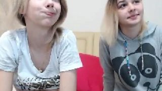 Blonde teen toying her pussy with glass dildo on webcam