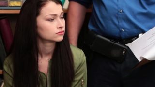 Hottest teen brunette violated with a live police baton