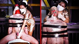 Medical latex breath play femdom