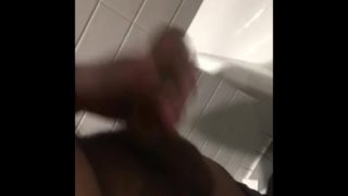 Cumming in a public bathroom