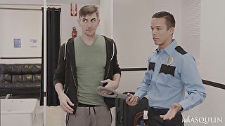 Cop fucks twink and releases his load in his ass