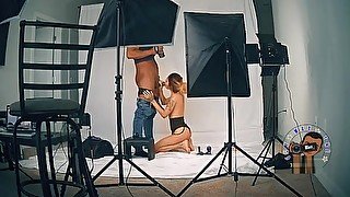 PETITE LATINA SUCKS THE CUM OUT OF ME IN THE MIDDLE OF PHOTOSHOOT!!