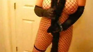 My mature milfie wife is so delicious in her fishnet dress