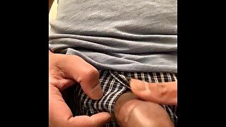 Canadian Tahitian guy playing and cumming with my cock