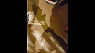 Flooding the garage floor with desperate piss - ftm