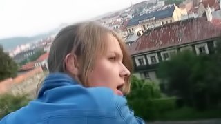 Girl enjoys public sex