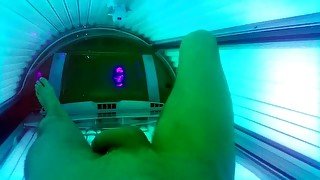 Justa9er Playing Around In Tanning Bed with My Big White Cock