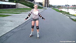 Rollerblading beauty fucked hard