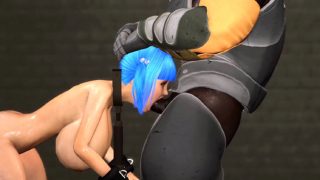 Black space soldier bangs a restrained girl with big tits