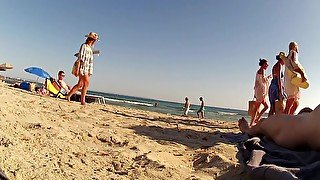 Incredible amateur CFNM, Beach porn clip