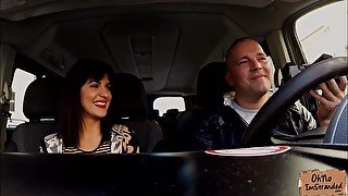 Hot Bella Beretta sucks a drivers cock