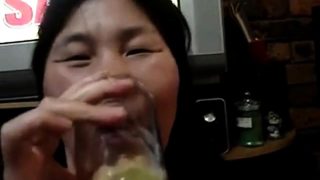 Asian amateur drink piss and cum