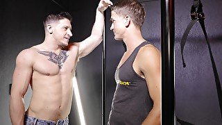 Dirty gay lovers have amazing sex with a handy sex swing. HD