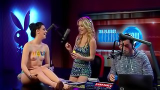 Babes are posing topless during interview