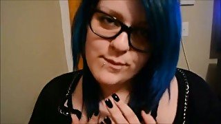 Blue haired nerdy kinky nympho with big rack wanna be poked doggy