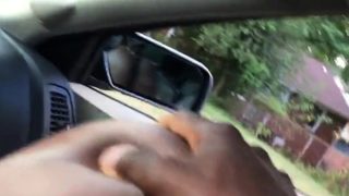 Black slut sucking dick in front seat of car