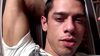 Smoking fetish stud enjoys a solo cock stroke session