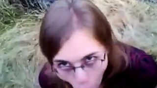 British slut outdoor cum swallow