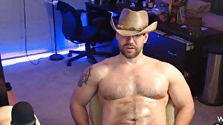 Cowboy Chap Stroking With His Monstrous Knob In Live