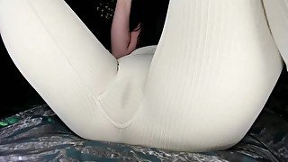 Fit Babe MASTURBATES through Tight Yoga pants and makes them SOAKING WET! Camel Toe, ASMR