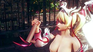 3D HENTAI OVERWATCH mercy jerking off your cock