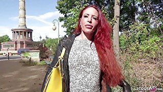 German scout - redhead ginger milf Stacey seduced to anal fuck at agent casting in Berlin